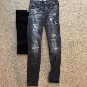 2 leggings black and rip look size S